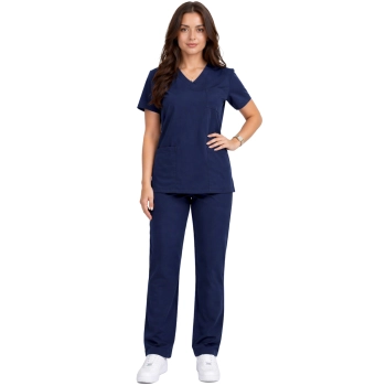 Komplet medyczny damski klasyczny ciemny granat casual premium roz. XS